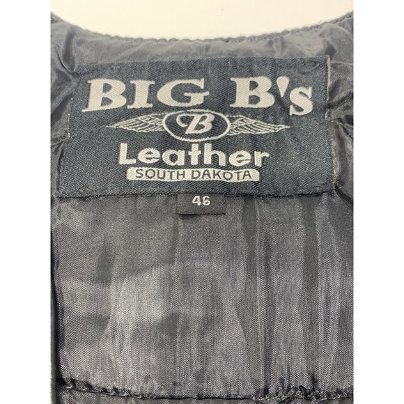 BIG B's Black Leather Vest Motorcycle Western 46   Harley Davidson Mason Patch - Picture 4 of 12